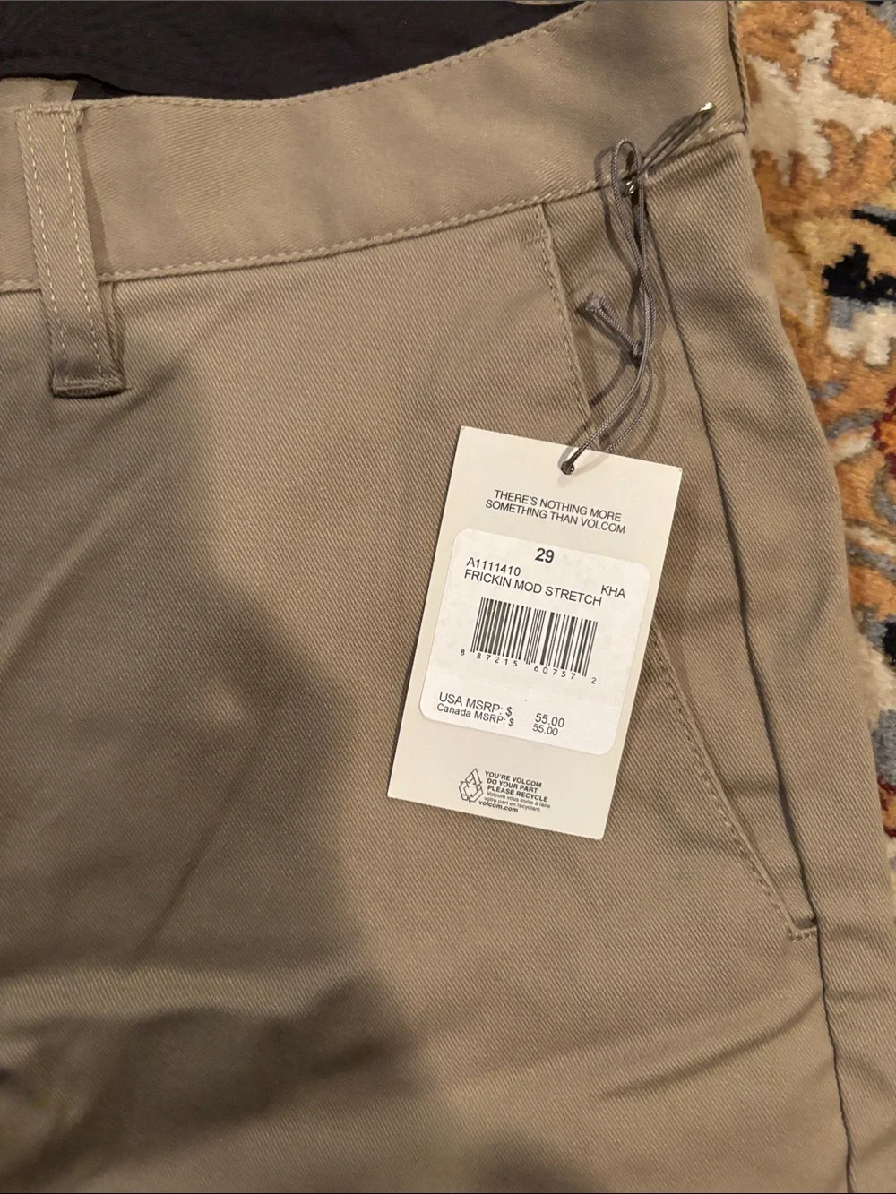 2 pairs of Volcom Men's Chinos in Black & Khaki